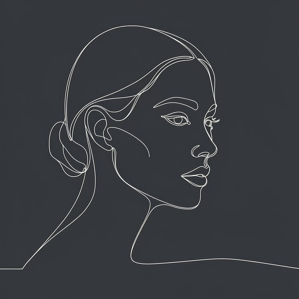 Minimalist line illustration of a woman's face